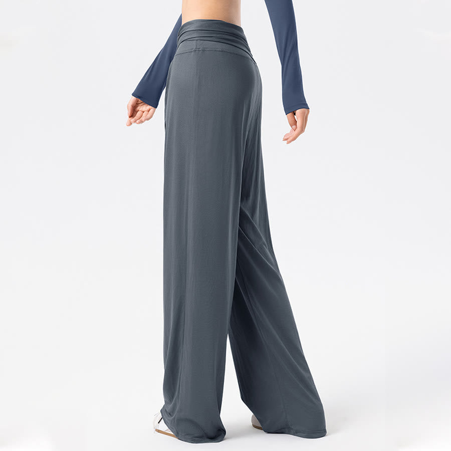 Pantalon de yoga long Olivenorma à jambes larges et taille haute avec ceinture nouée - image 1