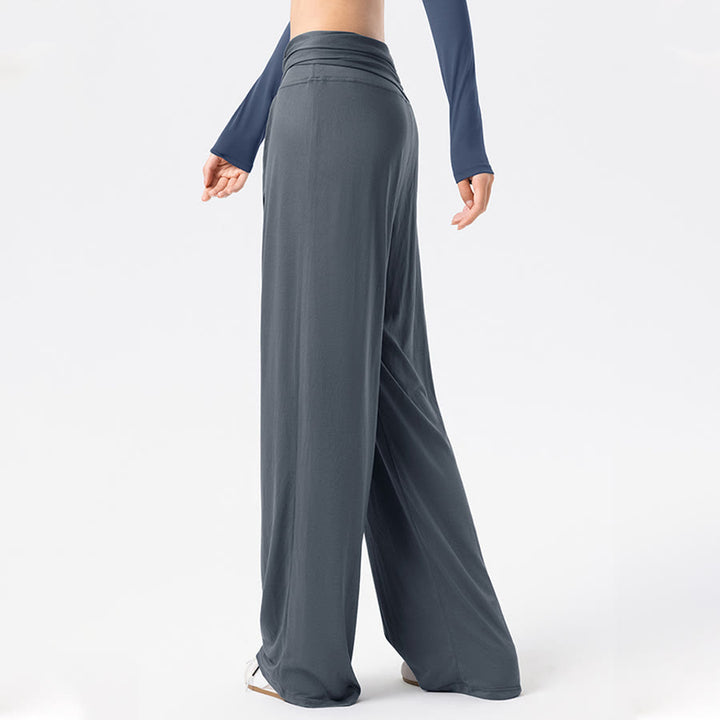 Pantalon de yoga long Olivenorma à jambes larges et taille haute avec ceinture nouée - image 1