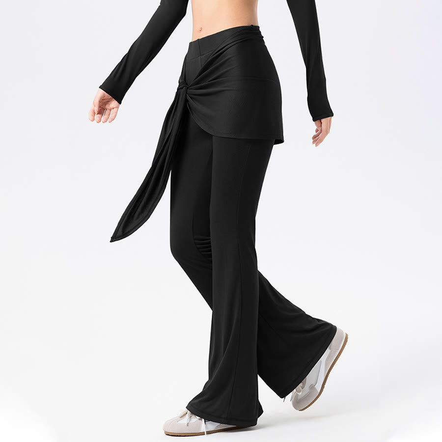 Pantalon de yoga long Olivenorma à jambes évasées et taille haute, avec lien à nouer. - image 17