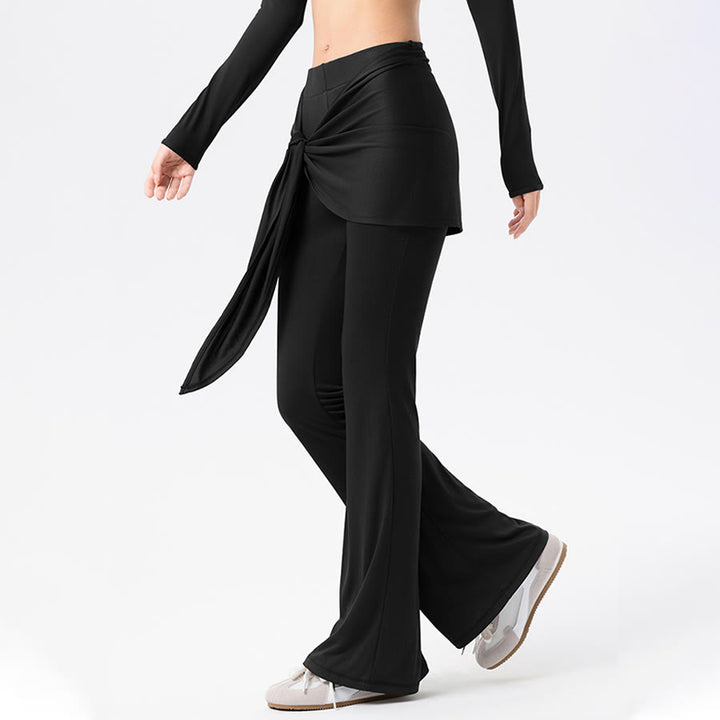 Pantalon de yoga long Olivenorma à jambes évasées et taille haute, avec lien à nouer. - image 17