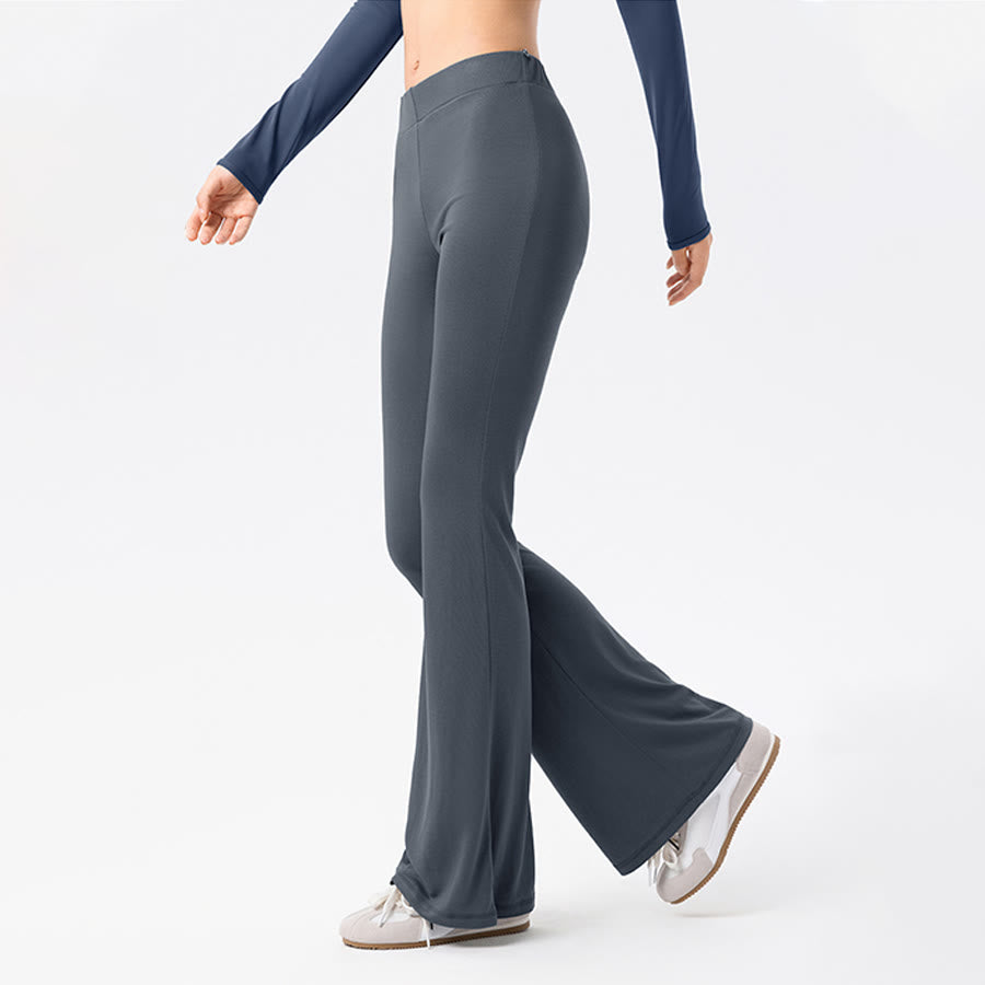 Pantalon de yoga long Olivenorma à jambes évasées et taille haute, avec lien à nouer. - image 5