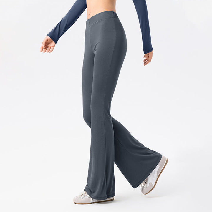 Pantalon de yoga long Olivenorma à jambes évasées et taille haute, avec lien à nouer. - image 5