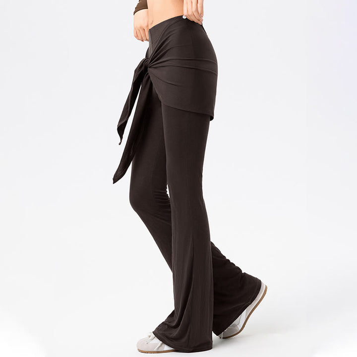 Pantalon de yoga long Olivenorma à jambes évasées et taille haute, avec lien à nouer. - image 11