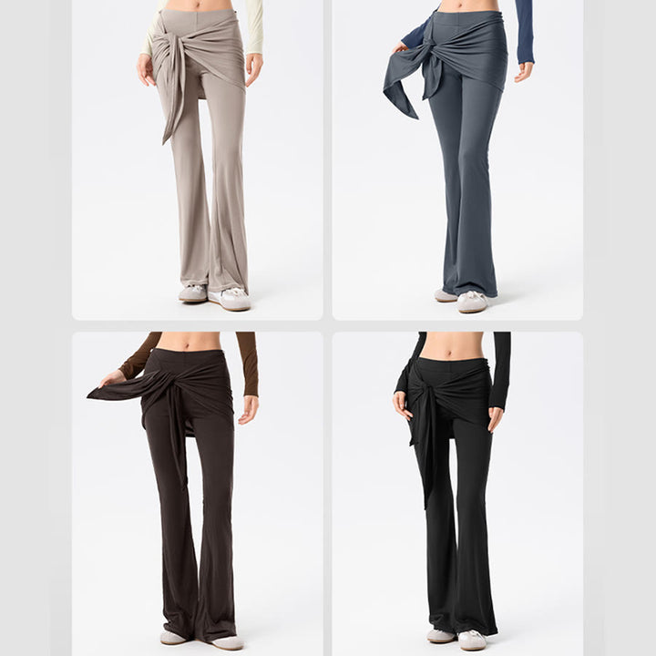 Pantalon de yoga long Olivenorma à jambes évasées et taille haute, avec lien à nouer. - image 18