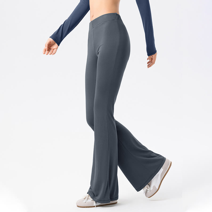 Pantalon de yoga long Olivenorma à jambes évasées et taille haute, avec lien à nouer. - image 9