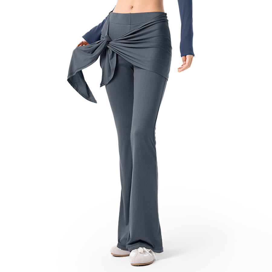 Pantalon de yoga long Olivenorma à jambes évasées et taille haute, avec lien à nouer. - image 8
