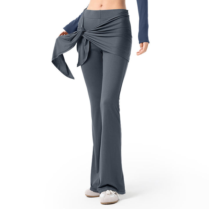 Pantalon de yoga long Olivenorma à jambes évasées et taille haute, avec lien à nouer. - image 8
