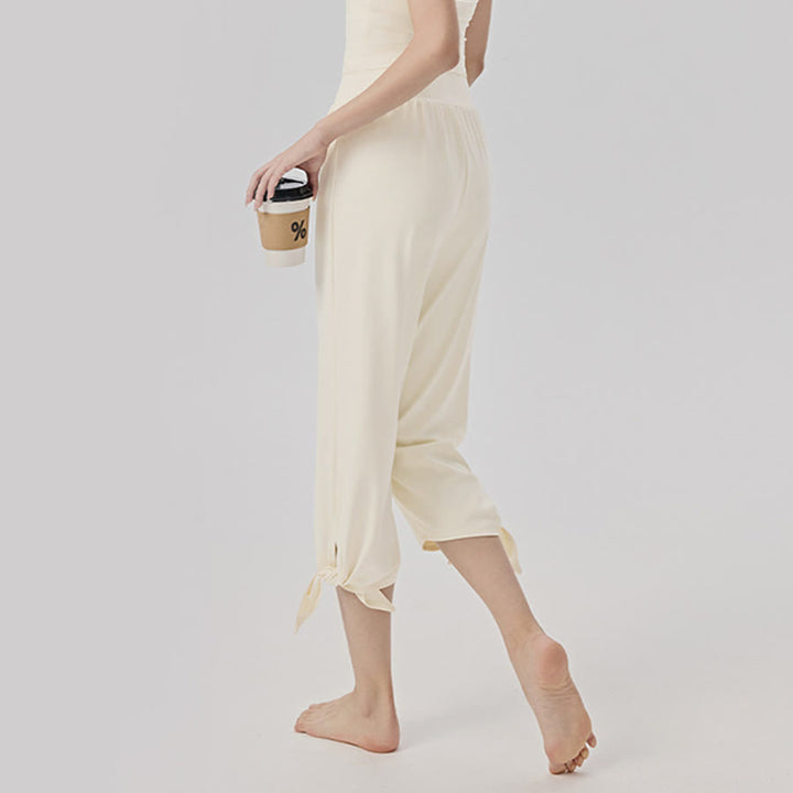 Pantalon de yoga asymétrique court à jambes larges et taille haute Olivenorma pour femme - image 8