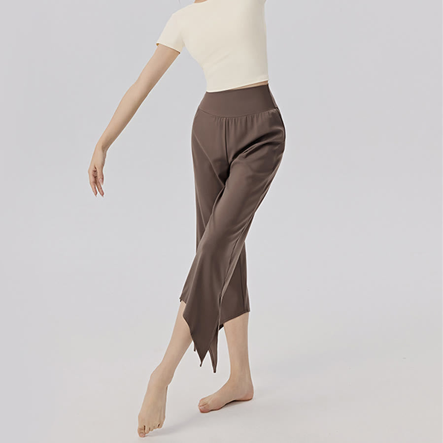 Pantalon de yoga asymétrique court à jambes larges et taille haute Olivenorma pour femme - image 13