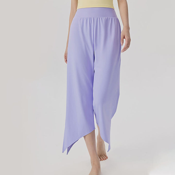 Pantalon de yoga asymétrique court à jambes larges et taille haute Olivenorma pour femme - Bleu-violet vif - XL - image 0