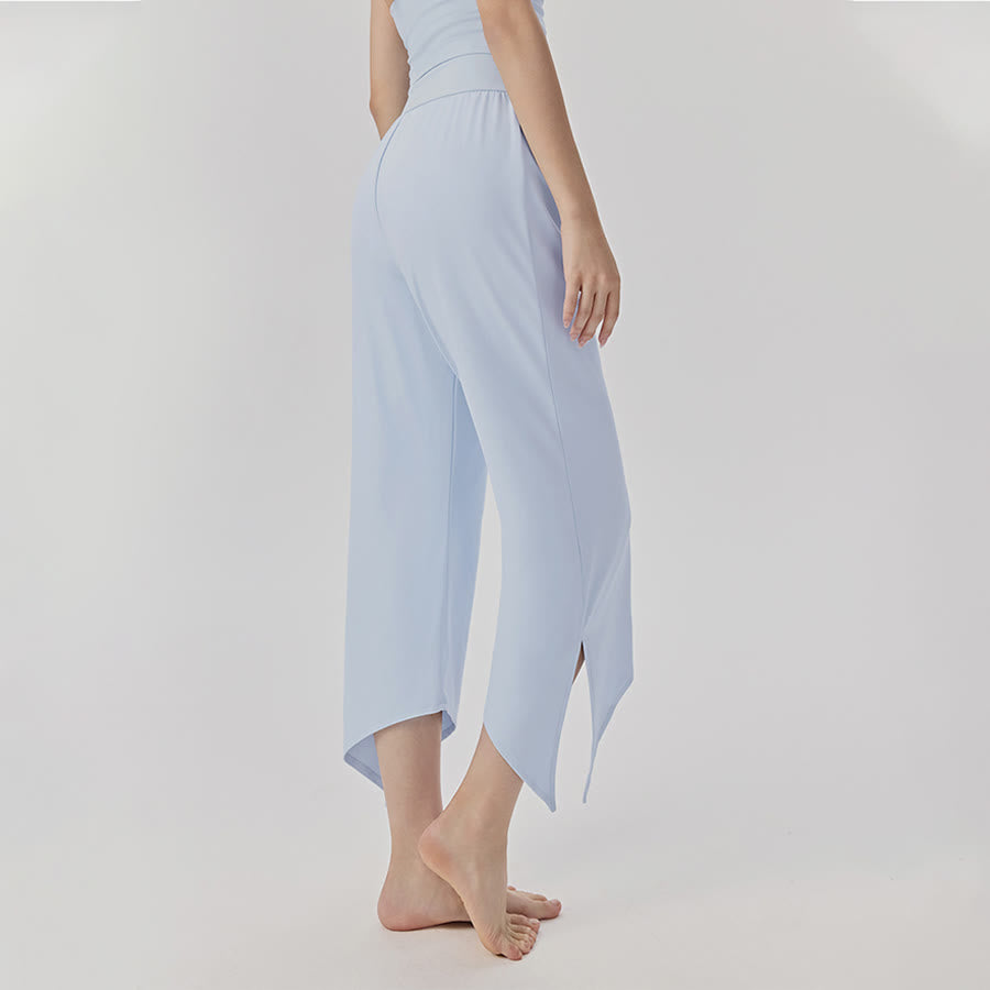 Pantalon de yoga asymétrique court à jambes larges et taille haute Olivenorma pour femme - image 5