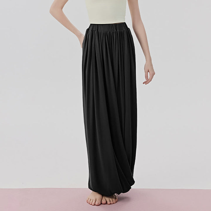 Pantalon de yoga long Olivenorma Harem taille haute à jupe torsadée pour femme - Noir - L/ XL - image 5