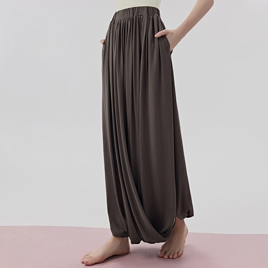 Pantalon de yoga long Olivenorma Harem taille haute à jupe torsadée pour femme - image 1
