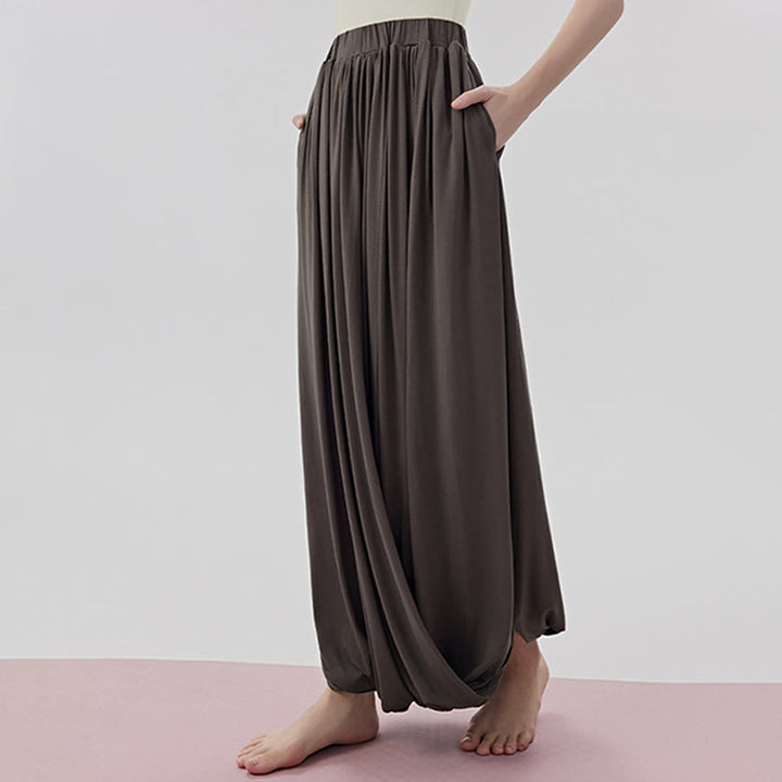Pantalon de yoga long Olivenorma Harem taille haute à jupe torsadée pour femme - image 1