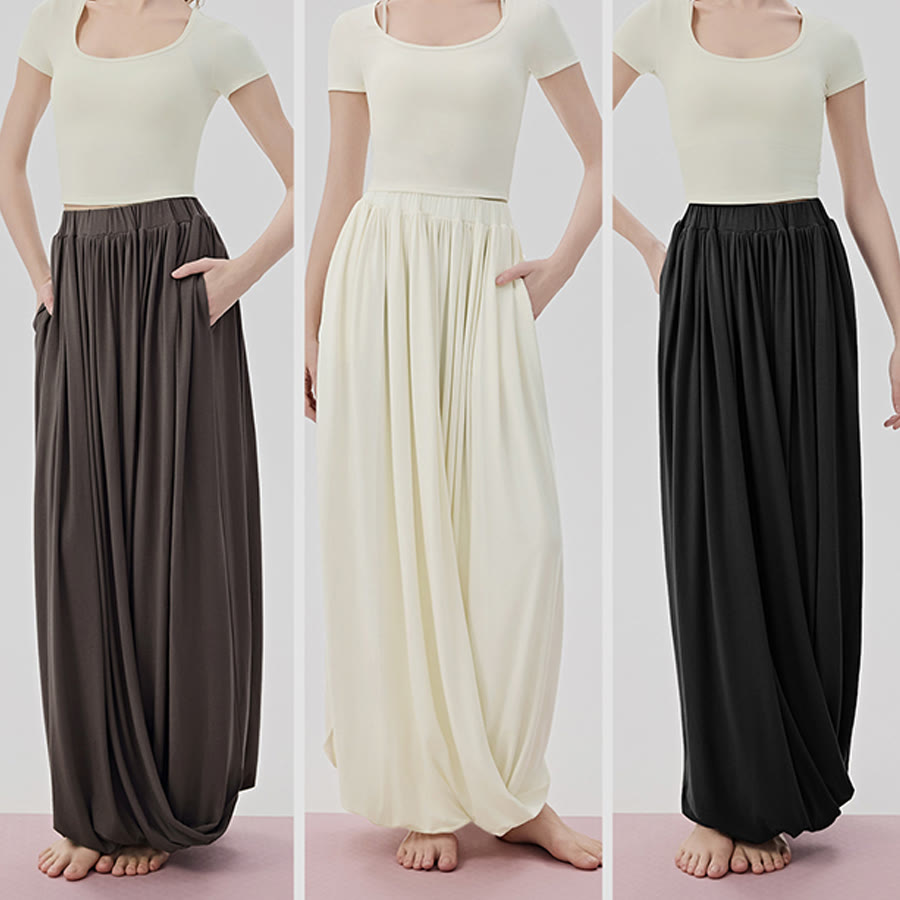 Pantalon de yoga long Olivenorma Harem taille haute à jupe torsadée pour femme - image 13