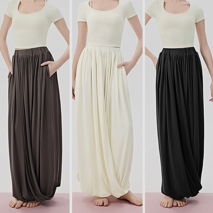 Pantalon de yoga long Olivenorma Harem taille haute à jupe torsadée pour femme - image 13