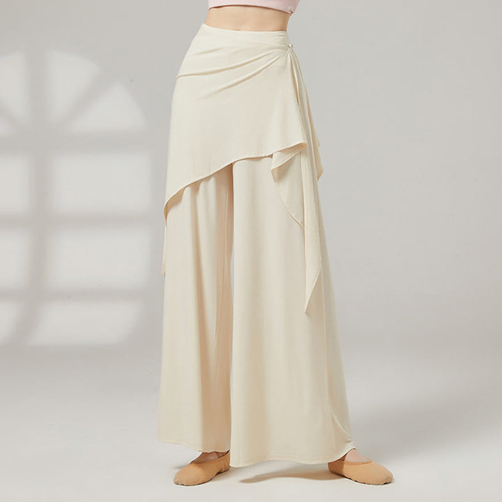 Pantalon de yoga long Olivenorma pour femme, jambes larges, taille haute et jupe portefeuille - Abricot à la crème - XL - image 13