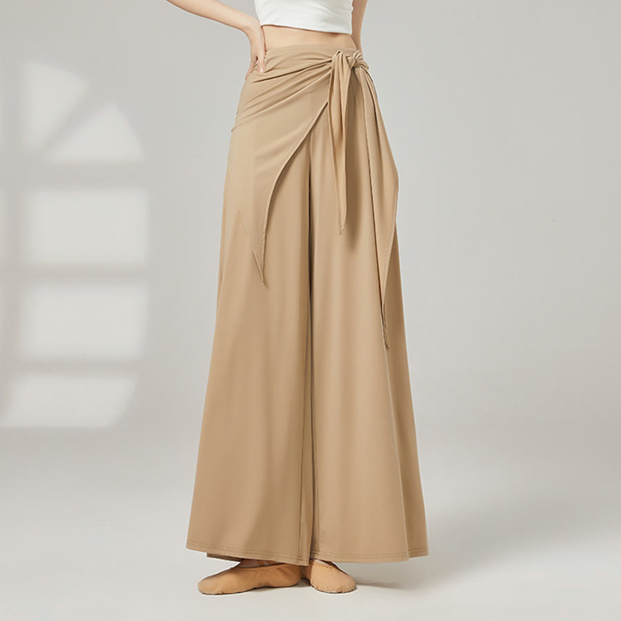 Pantalon de yoga long Olivenorma pour femme, jambes larges, taille haute et jupe portefeuille - Dune Khaki - XL - image 11