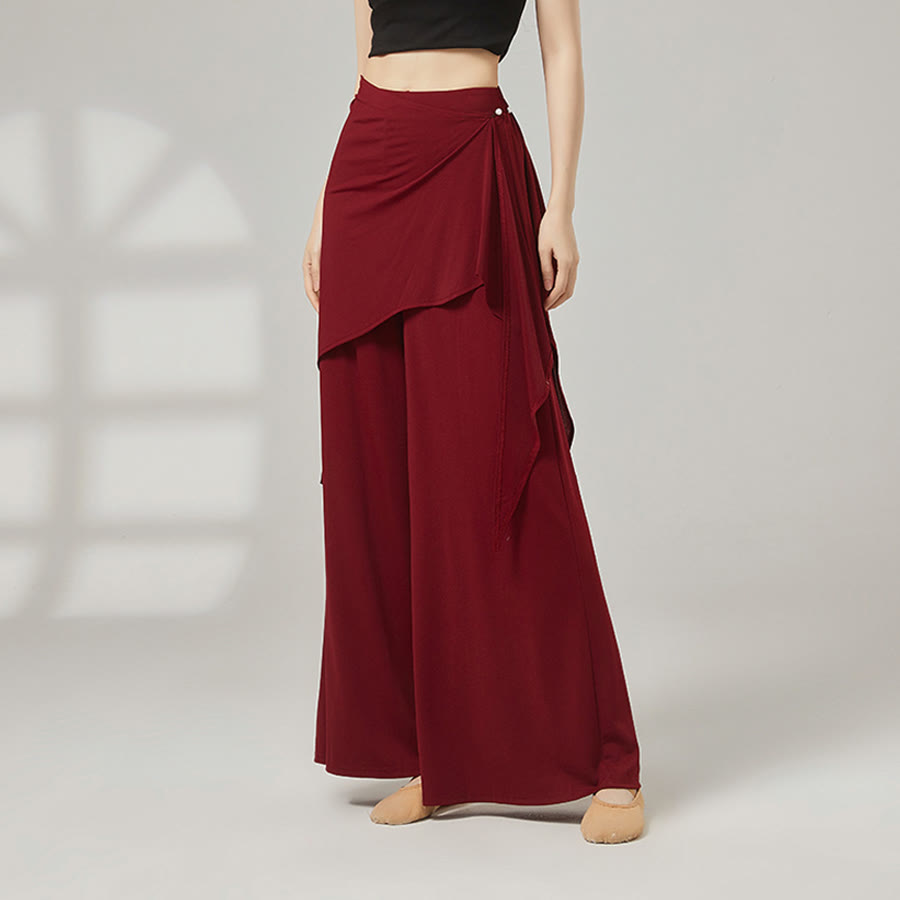 Pantalon de yoga long Olivenorma pour femme, jambes larges, taille haute et jupe portefeuille - Rouge de myrte - XL - image 12