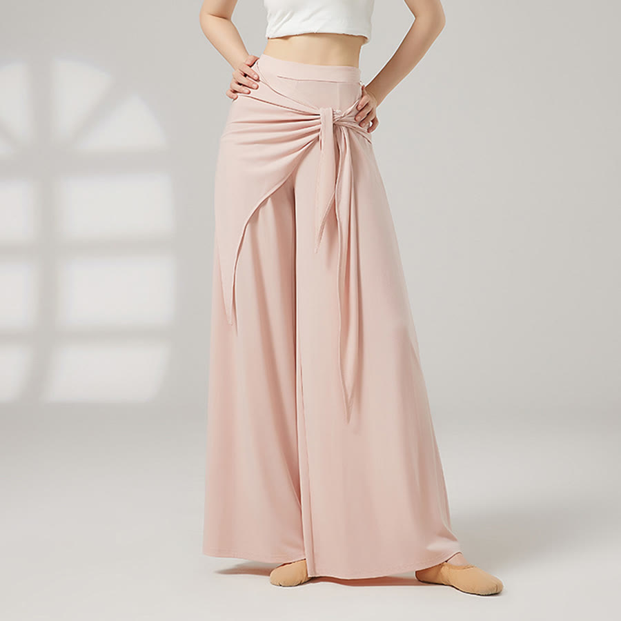 Pantalon de yoga long Olivenorma pour femme, jambes larges, taille haute et jupe portefeuille - Impatiens roses - XL - image 3