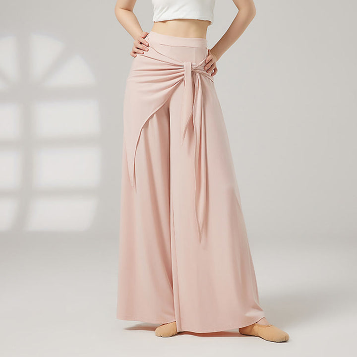 Pantalon de yoga long Olivenorma pour femme, jambes larges, taille haute et jupe portefeuille - Impatiens roses - XL - image 3