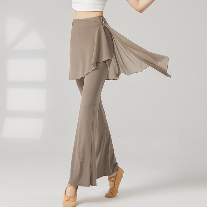 Pantalon de yoga long à jambes évasées et taille haute Olivenorma pour femme - Gris café - XXL - image 12