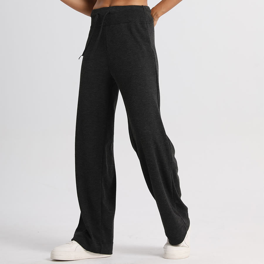 Pantalon long Olivenorma à jambes larges et taille haute avec cordon de serrage pour femme - image 6
