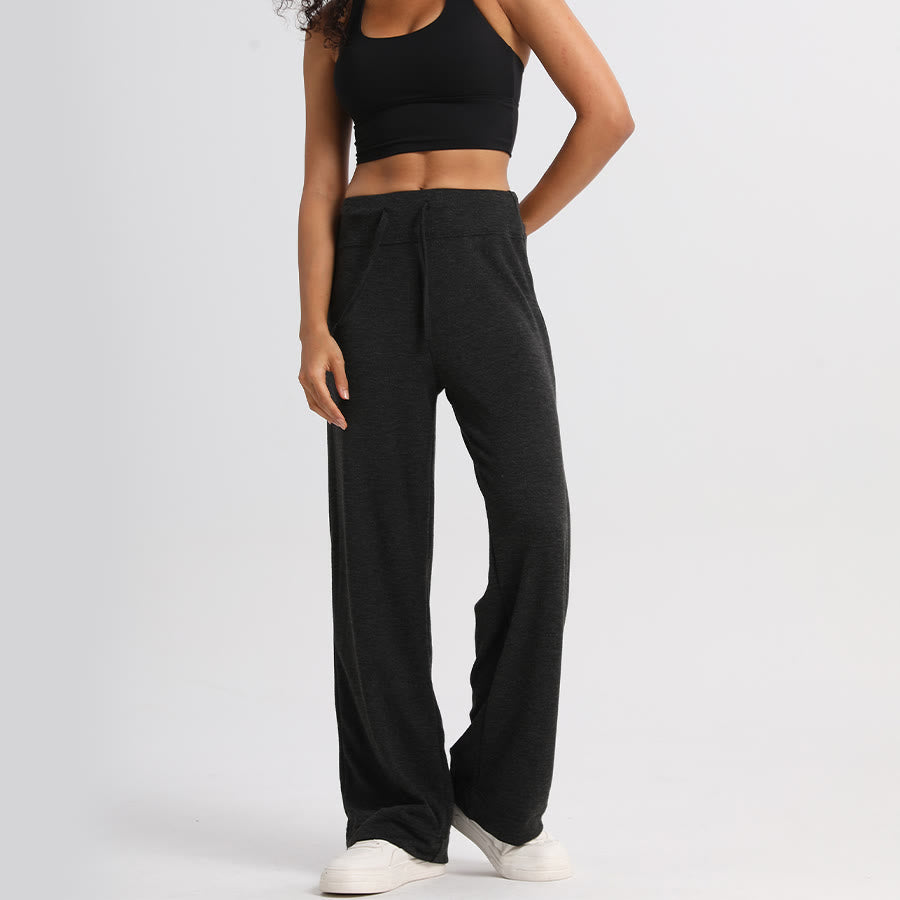 Pantalon long Olivenorma à jambes larges et taille haute avec cordon de serrage pour femme - Noir - XL - image 5