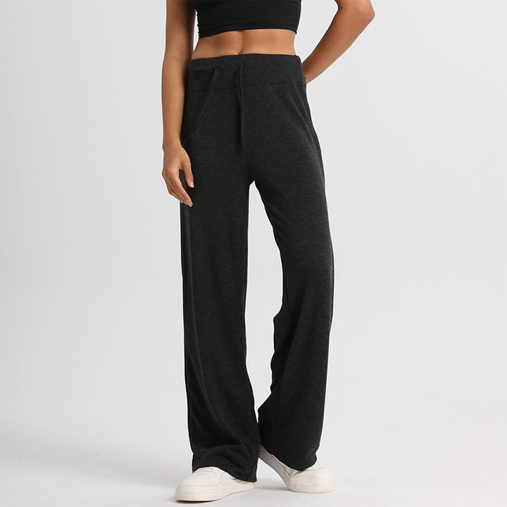 Pantalon long Olivenorma à jambes larges et taille haute avec cordon de serrage pour femme - image 10