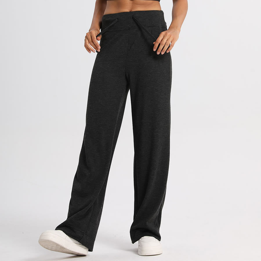 Pantalon long Olivenorma à jambes larges et taille haute avec cordon de serrage pour femme - image 8