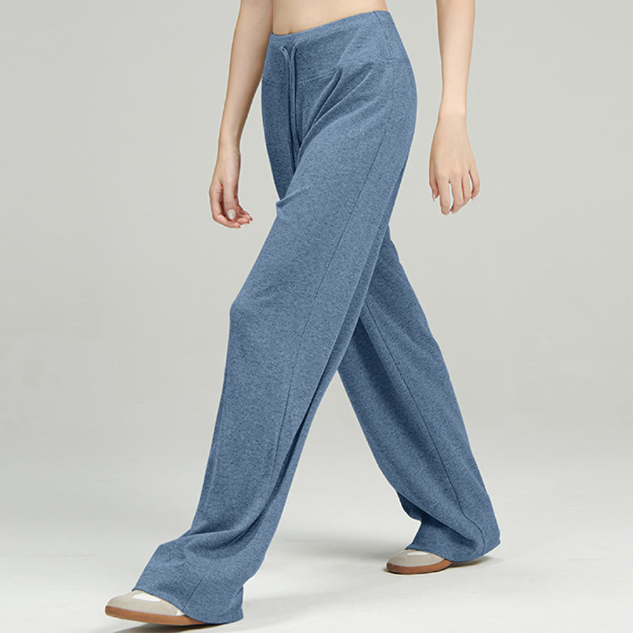 Pantalon long Olivenorma à jambes larges et taille haute avec cordon de serrage pour femme - image 1