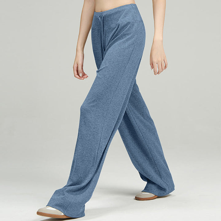 Pantalon long Olivenorma à jambes larges et taille haute avec cordon de serrage pour femme - image 1