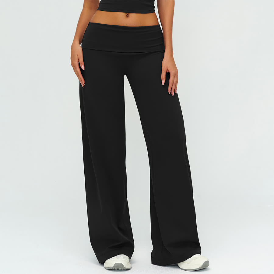 Pantalon de yoga long à jambes larges et taille haute Olivenorma pour femme - Noir Premium - XL - image 5