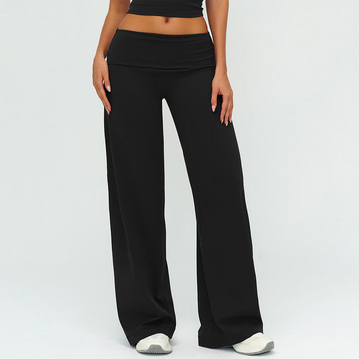 Pantalon de yoga long à jambes larges et taille haute Olivenorma pour femme - Noir Premium - XL - image 5
