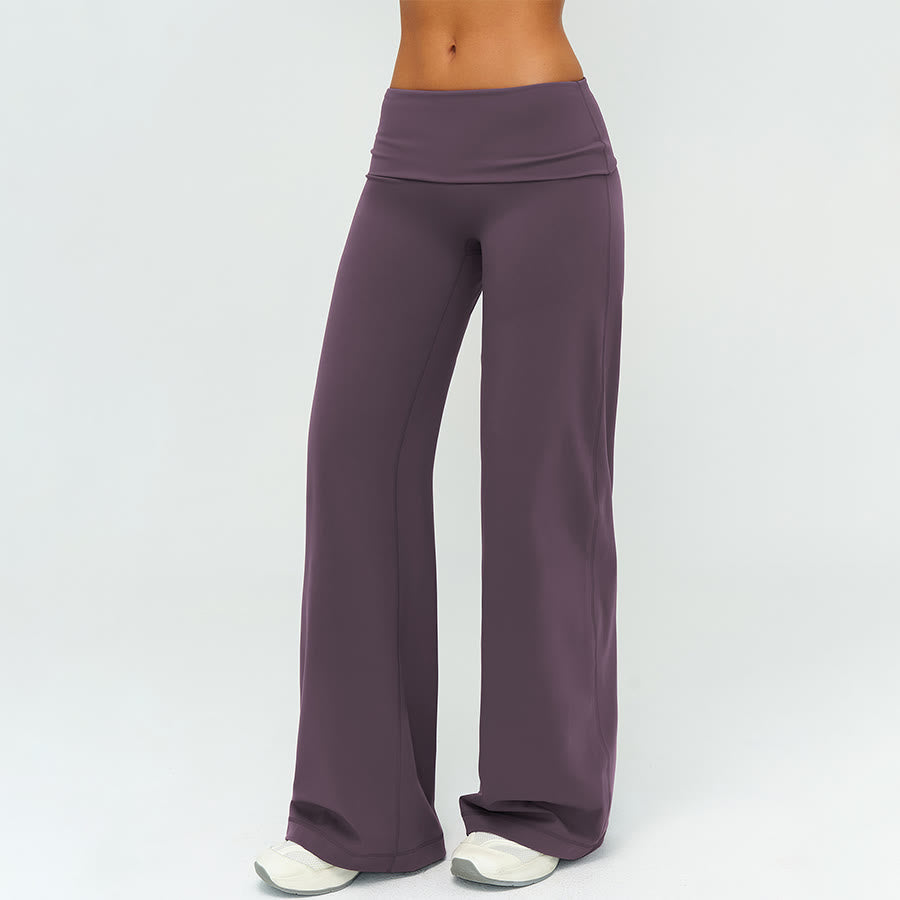 Pantalon de yoga long à jambes larges et taille haute Olivenorma pour femme - Aubergine - XL - image 0