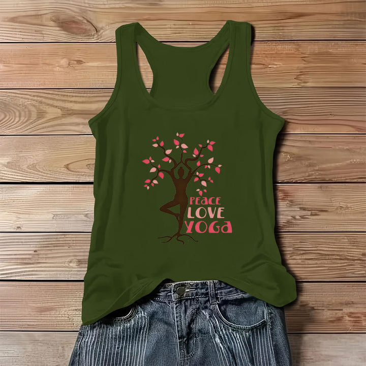 Débardeur femme Olivenorma Peace Love Yoga à imprimé graphique avec slogan - Vert - 3XL - image 12
