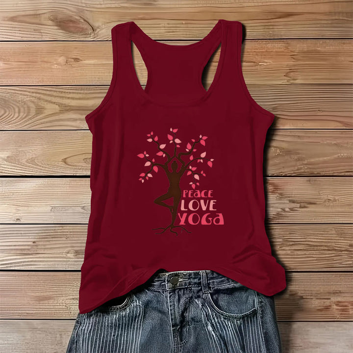 Débardeur femme Olivenorma Peace Love Yoga à imprimé graphique avec slogan - Rouge - 3XL - image 6