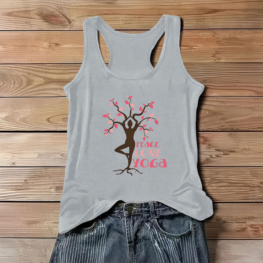 Débardeur femme Olivenorma Peace Love Yoga à imprimé graphique avec slogan - Gris - 3XL - image 9