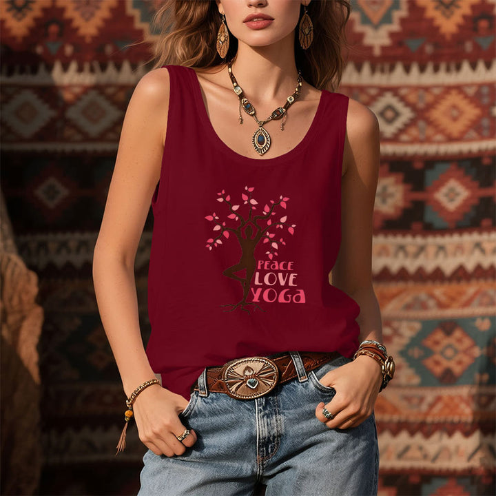 Débardeur femme Olivenorma Peace Love Yoga à imprimé graphique avec slogan - image 7