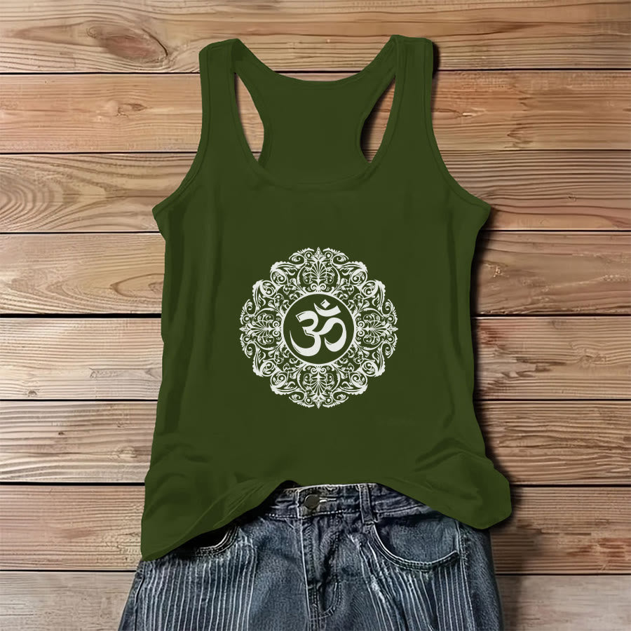 Débardeur femme Olivenorma Om Mandala à imprimé graphique et slogan - Vert - 3XL - image 0