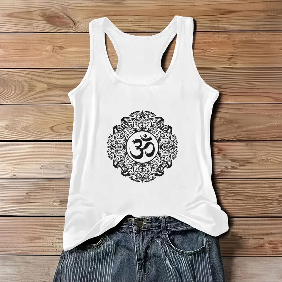 Débardeur femme Olivenorma Om Mandala à imprimé graphique et slogan - Blanc - 3XL - image 3