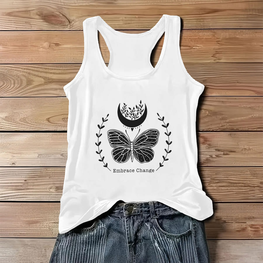 Débardeur femme Olivenorma à imprimé papillon et lune - Blanc - 3XL - image 3