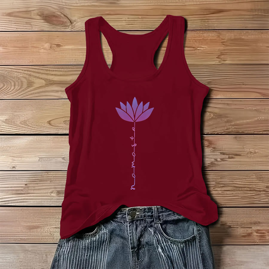 Débardeur femme Olivenorma Namaste Lotus à imprimé graphique et slogan - Rouge - 3XL - image 9