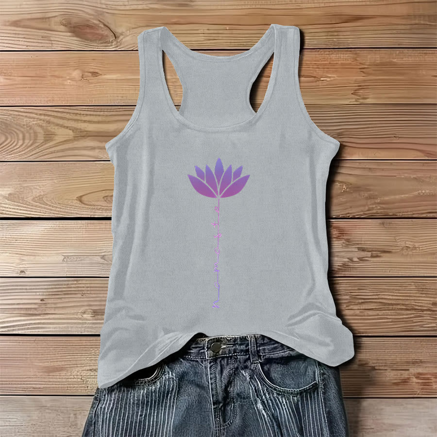 Débardeur femme Olivenorma Namaste Lotus à imprimé graphique et slogan - Gris - 3XL - image 6
