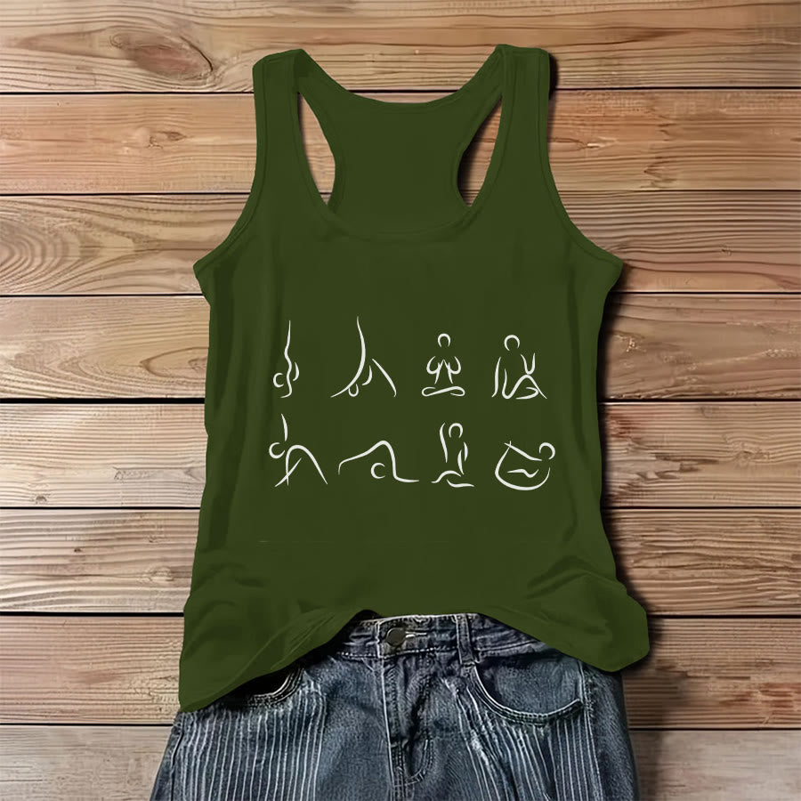 Débardeur pour femme Olivenorma avec motif de postures de yoga (dessin au trait) - Vert - 3XL - image 12