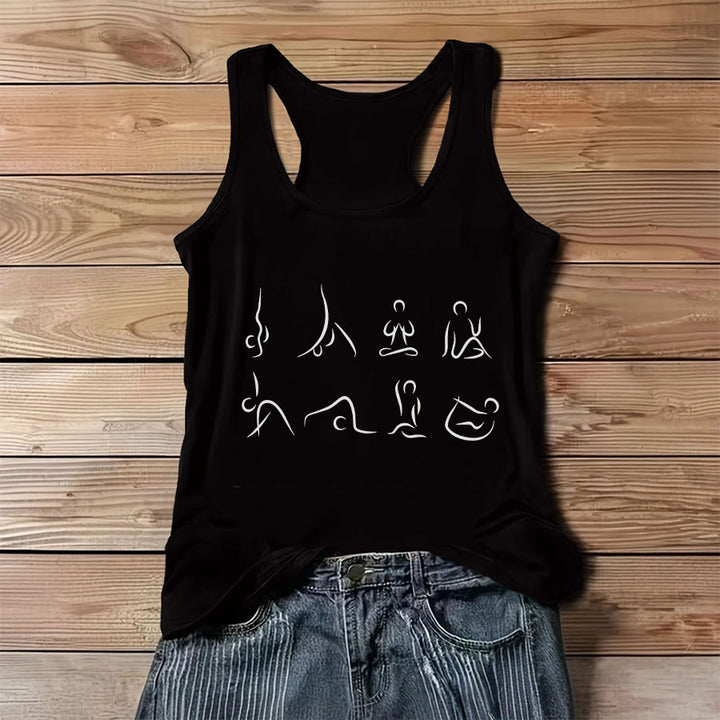 Débardeur pour femme Olivenorma avec motif de postures de yoga (dessin au trait) - Noir - 3XL - image 6