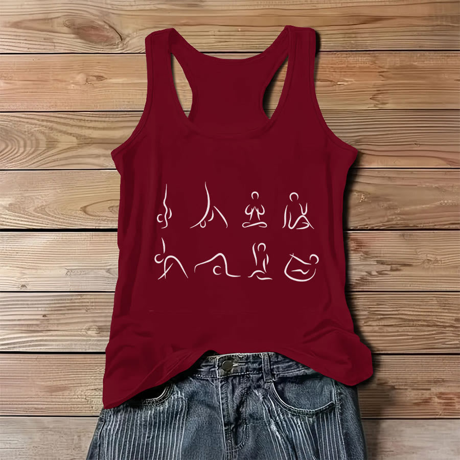 Débardeur pour femme Olivenorma avec motif de postures de yoga (dessin au trait) - Rouge - 3XL - image 9