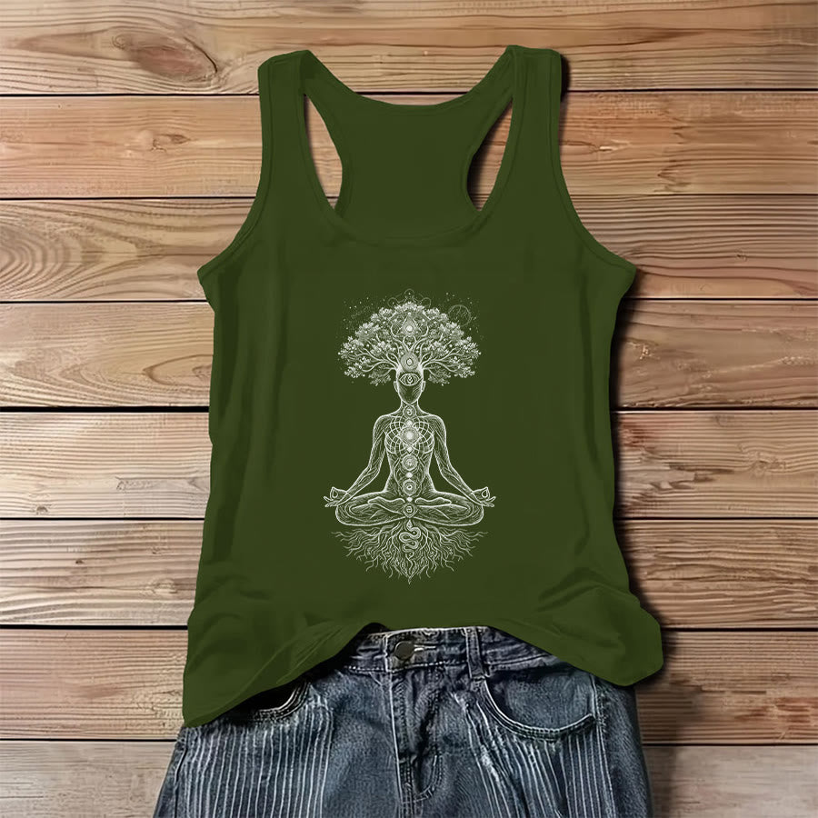 Débardeur femme Olivenorma Chakra Arbre de Vie à imprimé graphique et slogan - Vert - 3XL - image 12