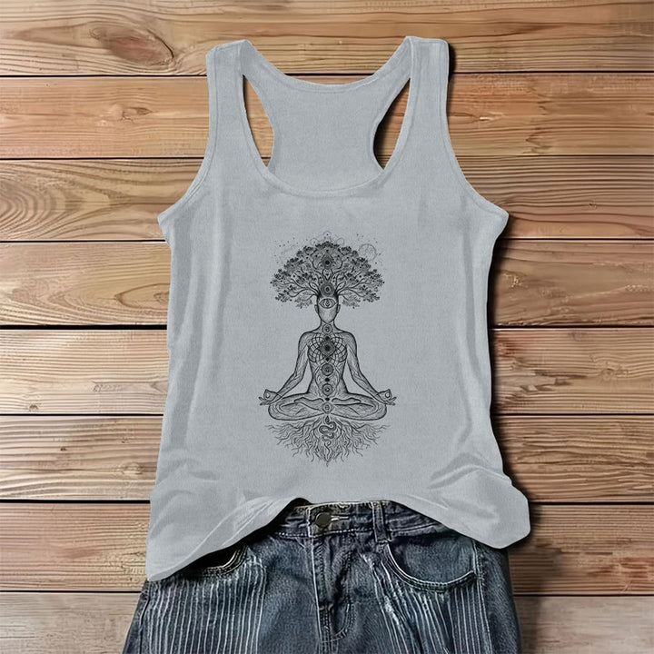 Débardeur femme Olivenorma Chakra Arbre de Vie à imprimé graphique et slogan - Gris - 3XL - image 9