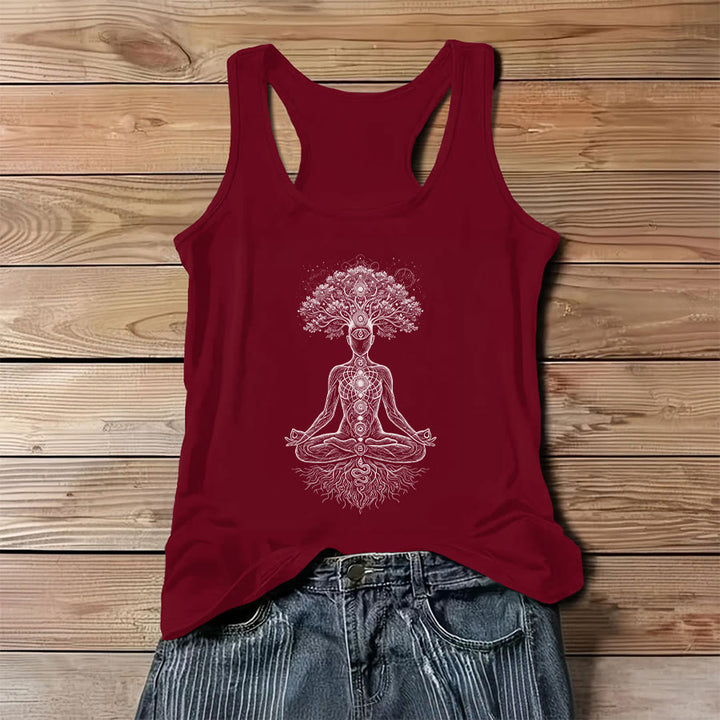Débardeur femme Olivenorma Chakra Arbre de Vie à imprimé graphique et slogan - Rouge - 3XL - image 0